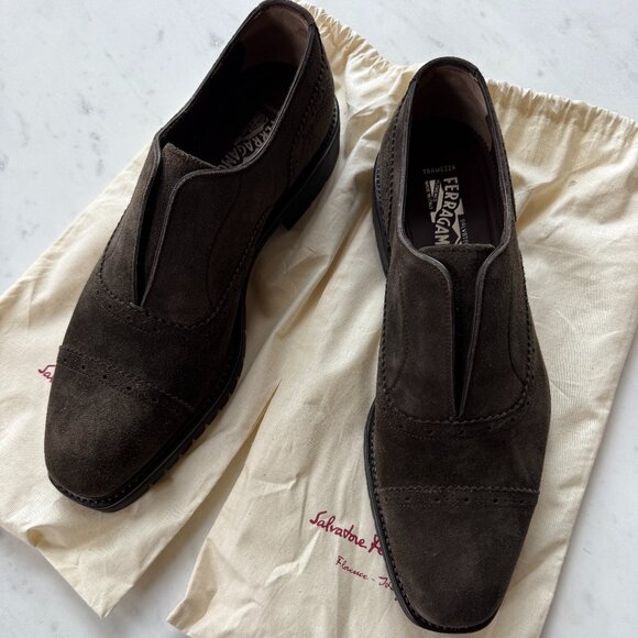 Salvatore Ferragamo Men's Tramezza Loafers – Dark Brown Size 9 EE NEW - Picture 1 of 5